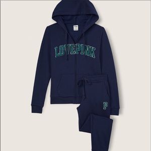 Victoria’s Secret PINK Blue 2pc. Full Zip & Skinny Jogger (L)